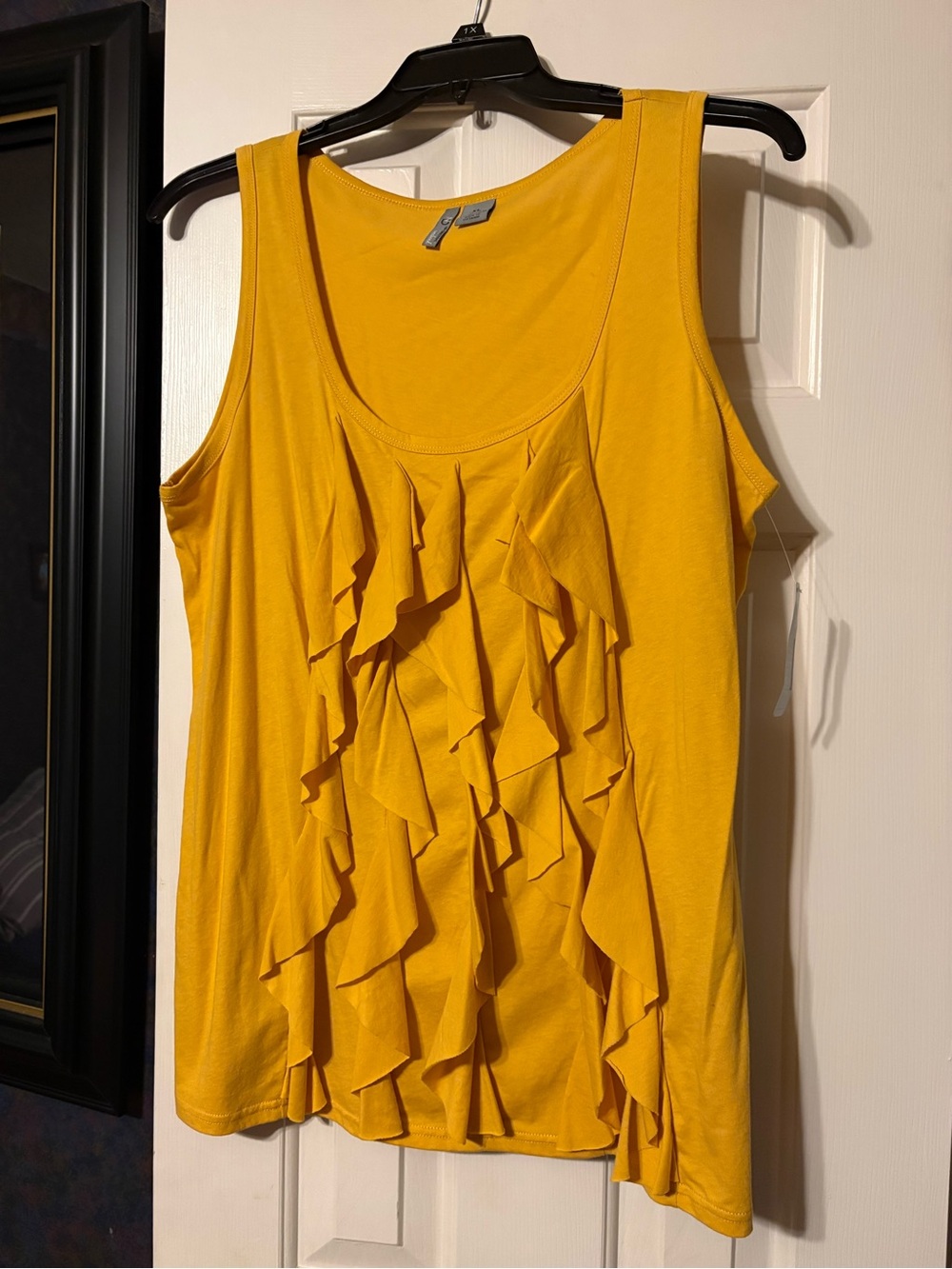 new directions Yellow Ruffle Front Tank